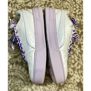 Puma Carina Street Womens Size 7 White Lilac Crush Leather Sneakers Custom Laces